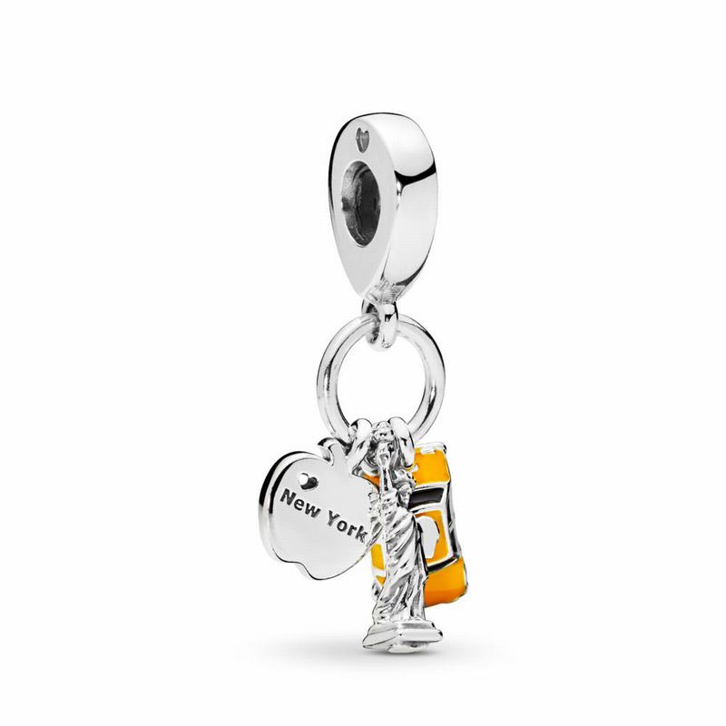 Pandora New York Highlights Dangle Charm Ireland - Sterling Silver/Enamel/Black - 956142ZSL